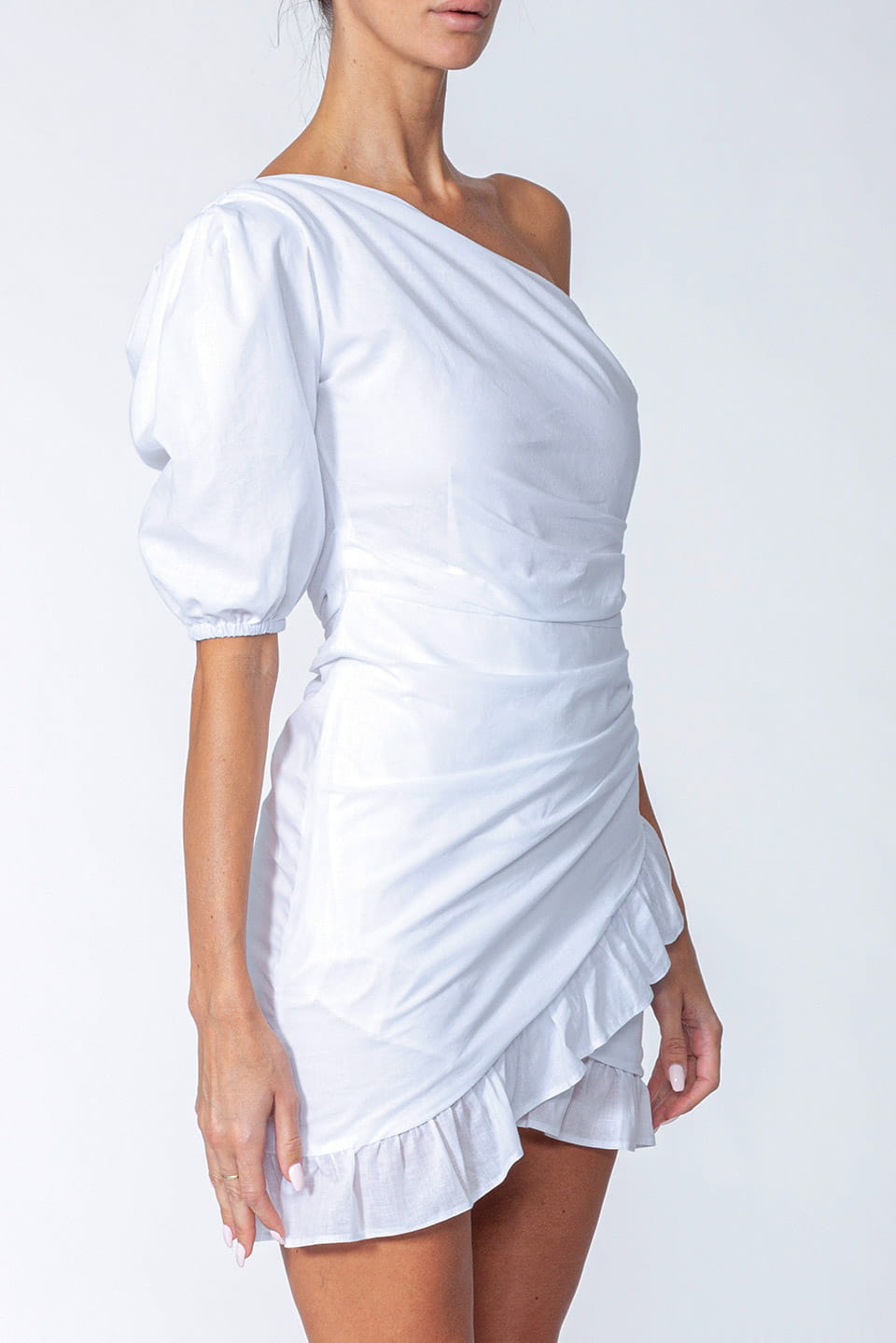 Trendy dress from fashion designer to shop online in UAE. Free delivery white short dress