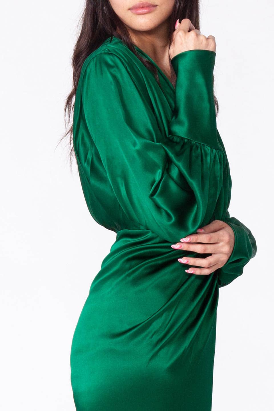 Shop online designer gown in green color. Same day delivery available in Dubai.