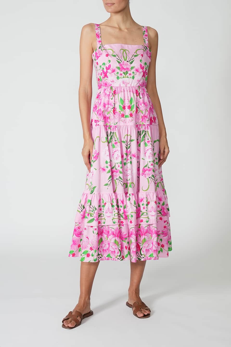 borgo de nor daniela floral midi dress Borgo De Nor Daniela Floral-Print Cotton Midi Dress In White And Blue - 40% Off