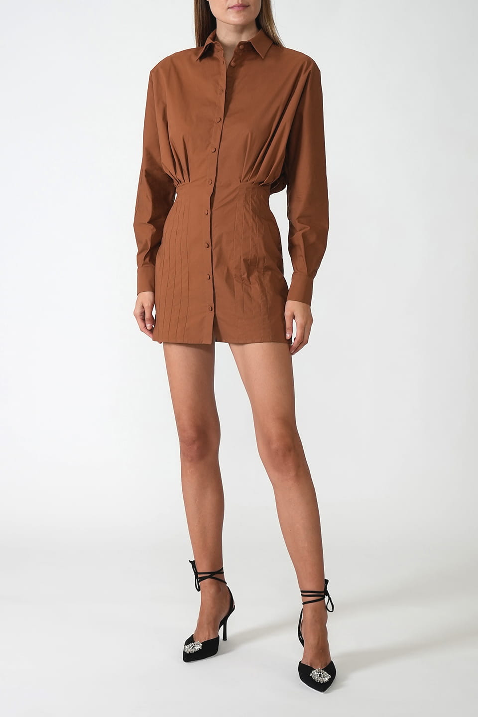 Shop online trendy Chocolate Mini dresses from Federica Tosi Fashion designer. Product gallery 1