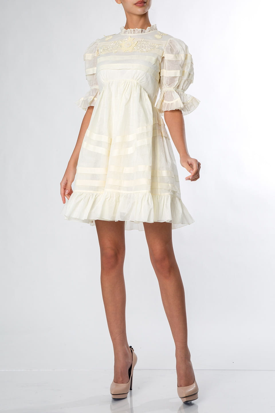 Manoush religieuse babydoll dress chantilly front