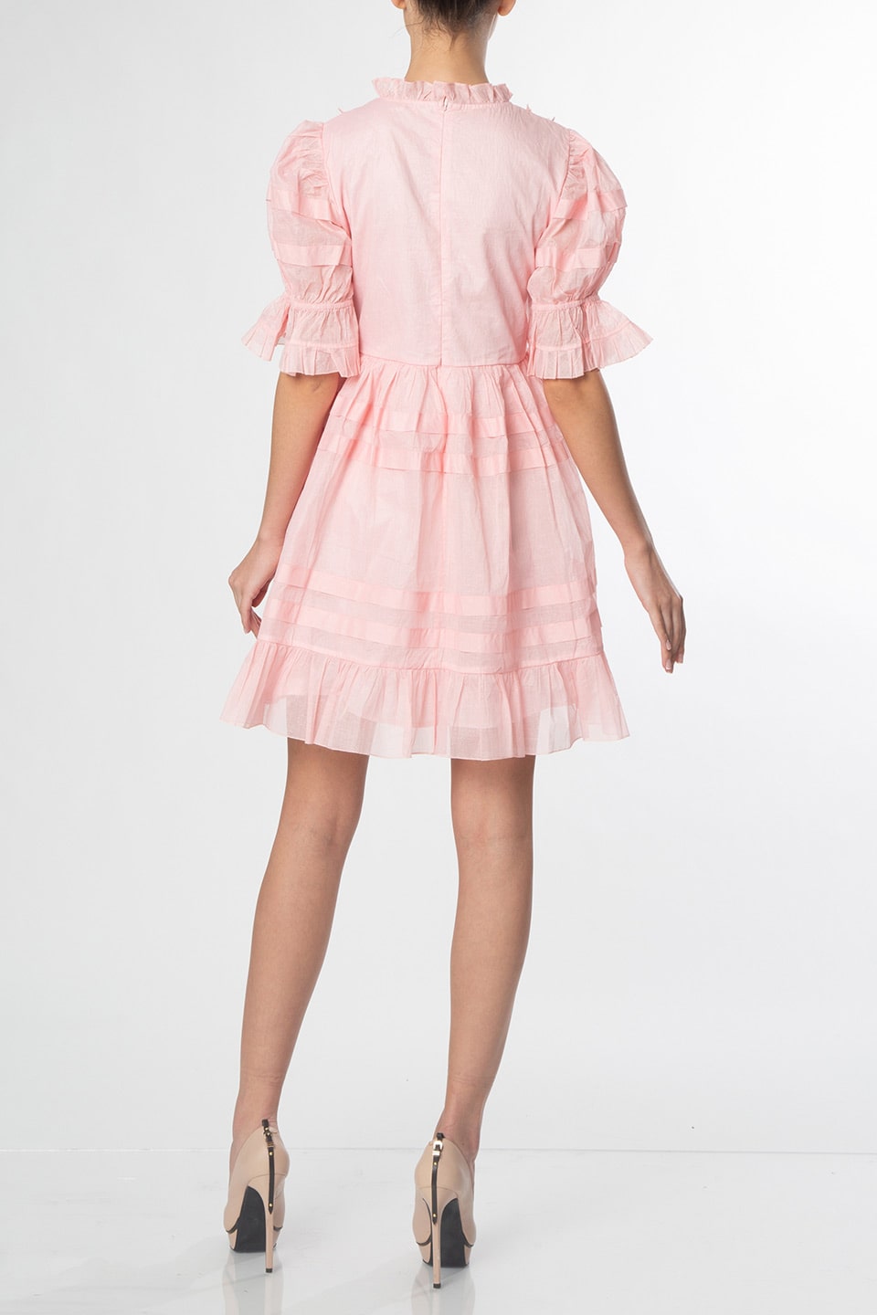Manoush religieuse babydoll dress rose back