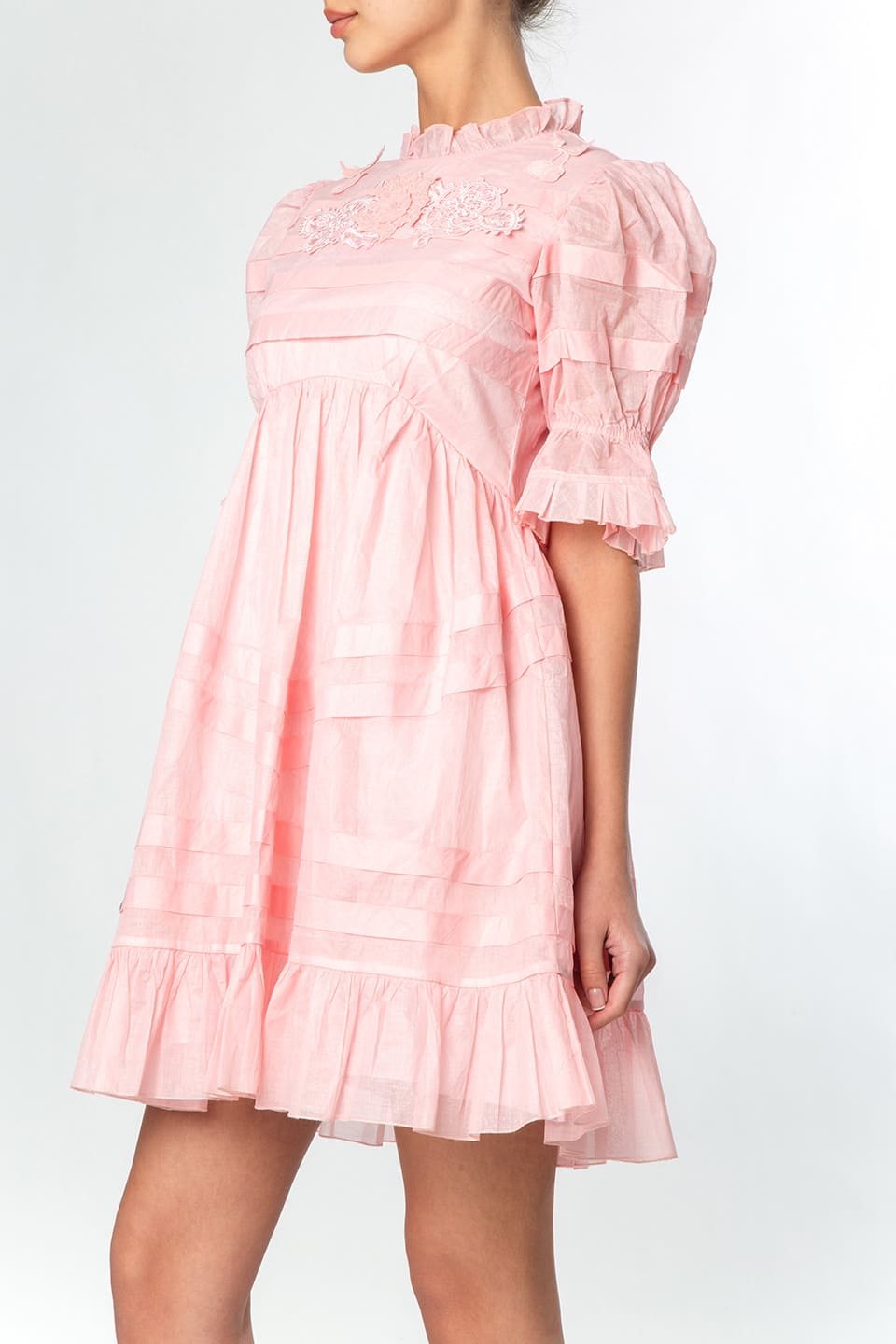 Manoush religieuse babydoll dress rose side left