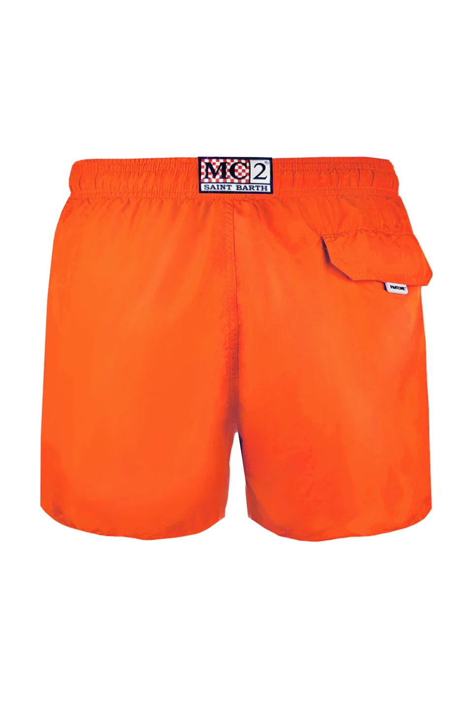 swim shorts for men in orange color product back view