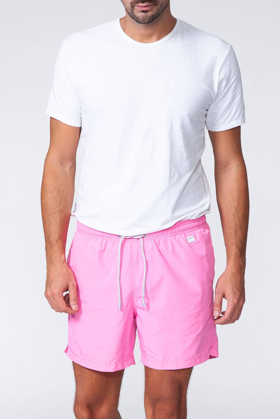 Italian swim shorts for men in pink color. Product gallery 1