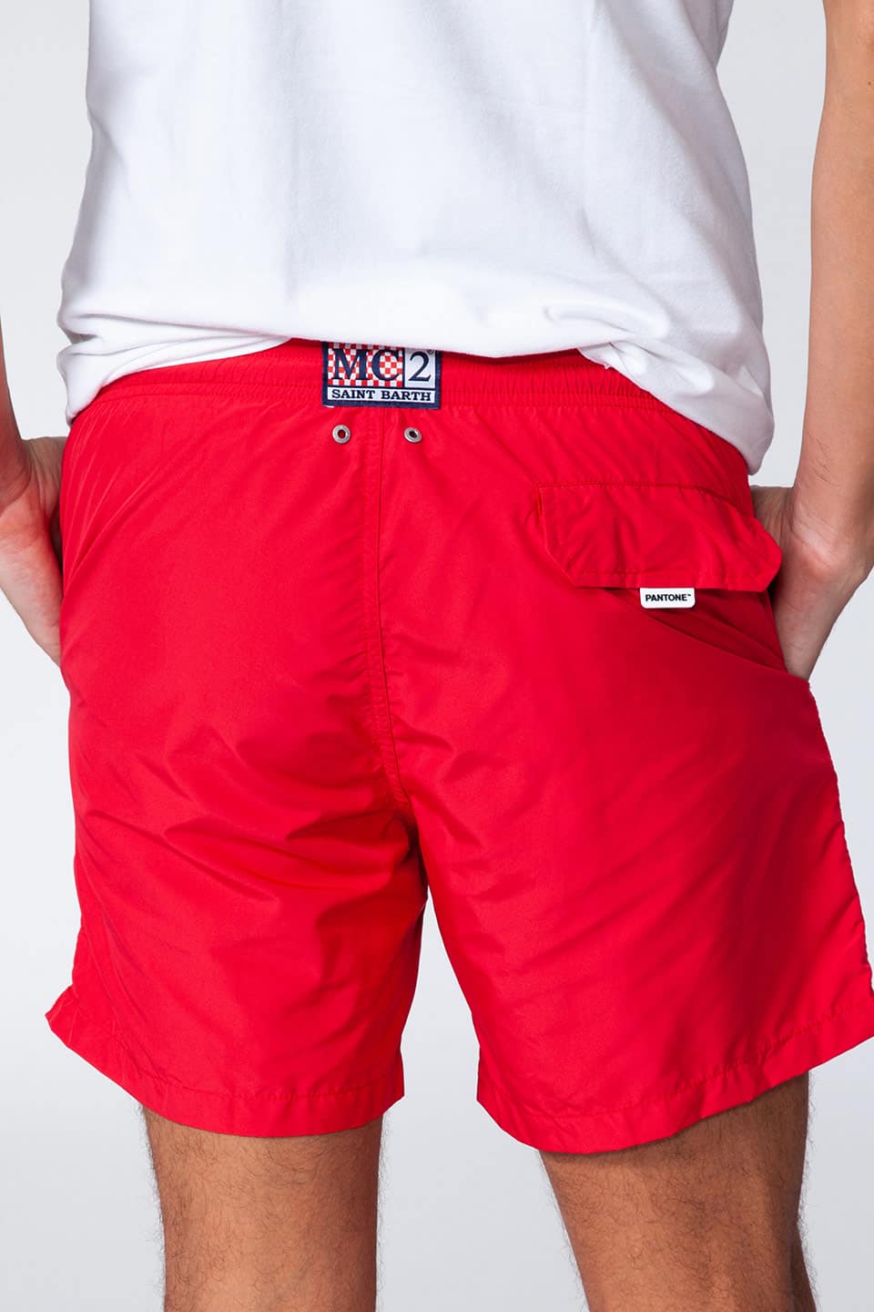MC saint barth male swimwear pantone red back