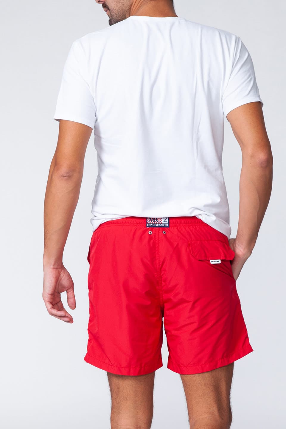 MC saint barth male swimwear pantone red back detail