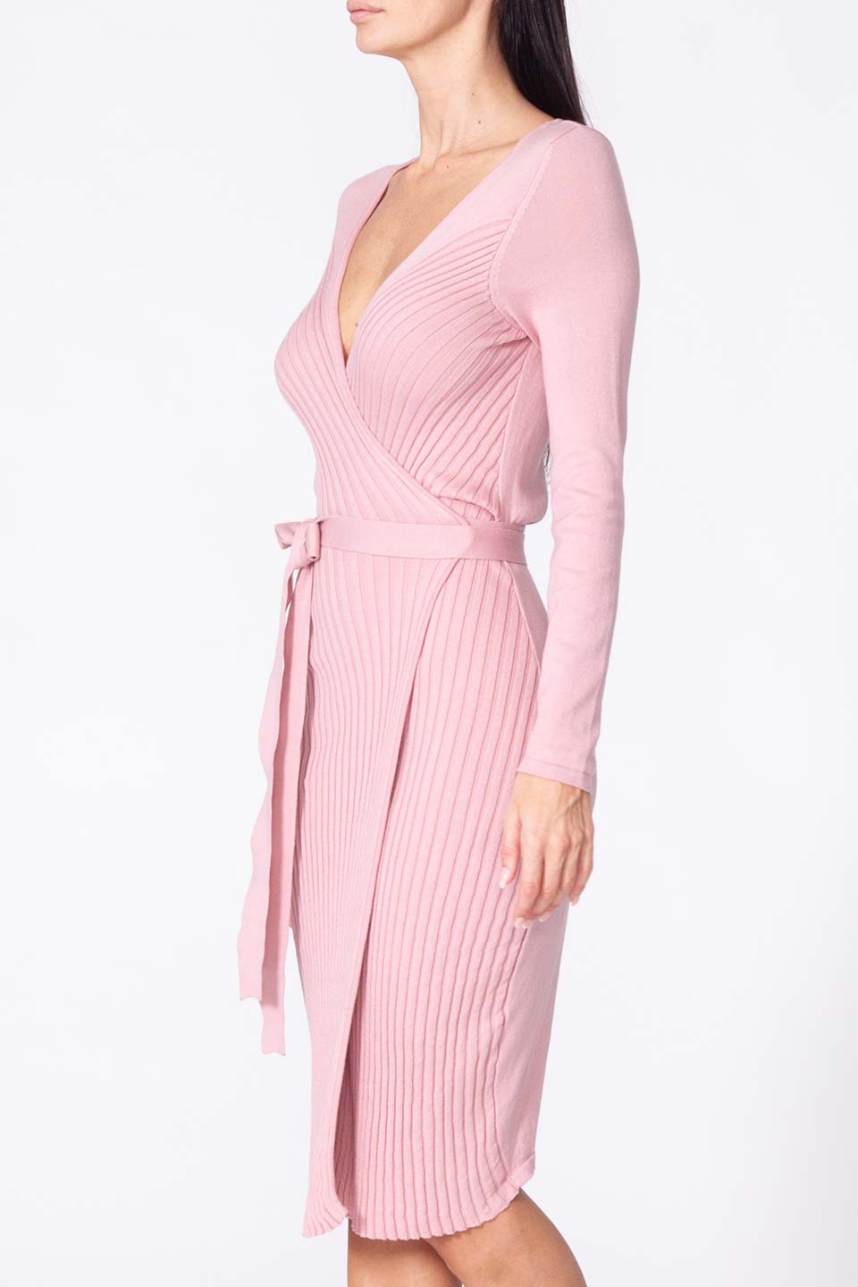 Violante Nessi midi dress in cashmere fabric and pink color