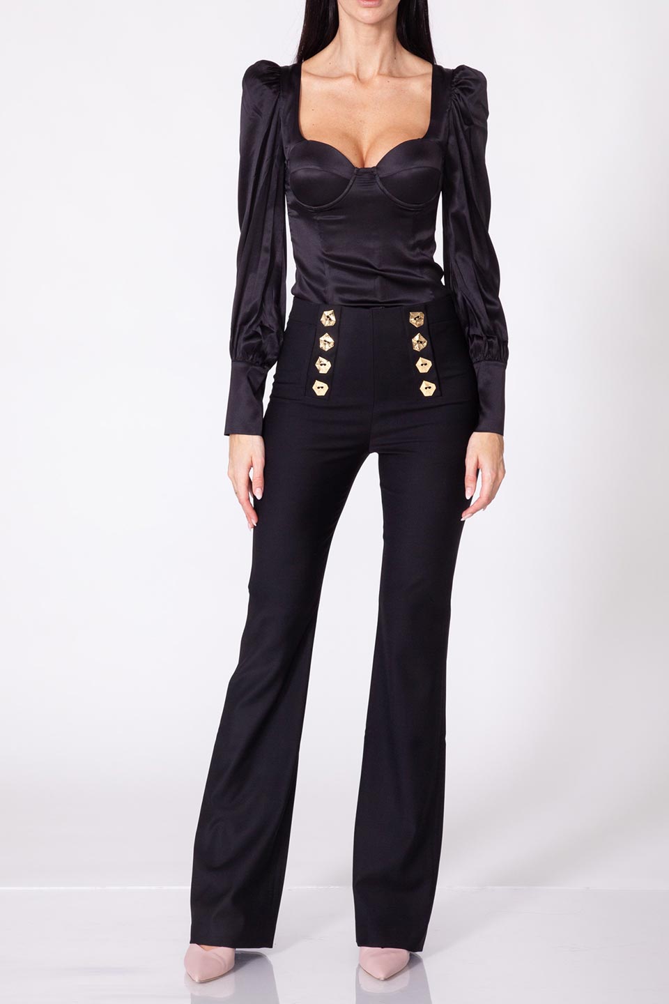Violante nessi morandi blouse black front detail