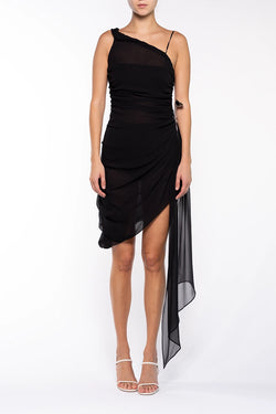 Giuseppe Di Morabito | Asymmetric One-Shoulder Silk Mini Dress