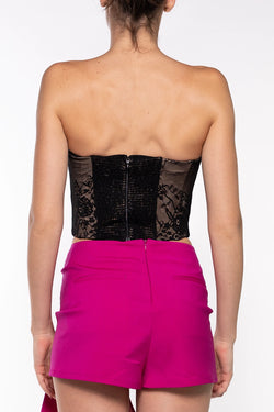 Giuseppe Di Morabito | Black Bustier in Crafted Lace, alternative view