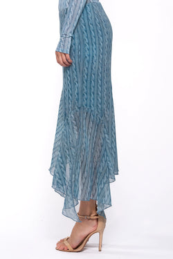 Avavav | Asymmetric Skirt Knit Print Blue, alternative view