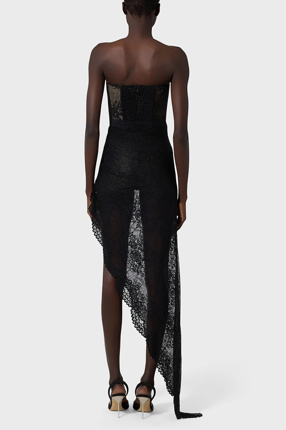 Lace Asymmetric Corset Dress Black 42IT Lace Asymmetric Corset Dress Black 42IT