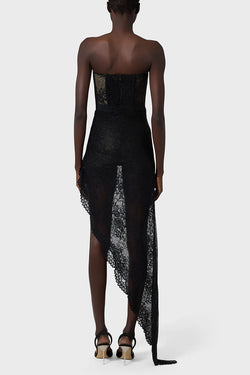 Giuseppe Di Morabito | Lace Asymmetric Corset Dress Black, alternative view