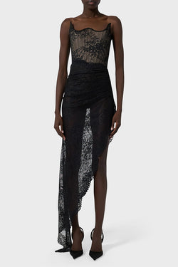 Giuseppe Di Morabito | Lace Asymmetric Corset Dress Black