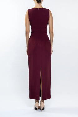 Rowen Rose | Burgundy Sablé Sleeveless Dress, alternative view