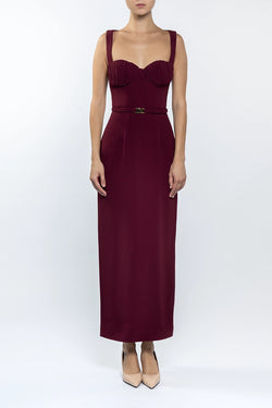 Rowen Rose | Burgundy Sablé Sleeveless Dress