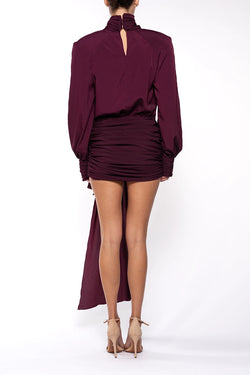 Rowen Rose | Bordeaux Mini Dress in Georgette, alternative view