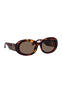 Linda Farrow | Lina Oval Sunglasses Tortoiseshell