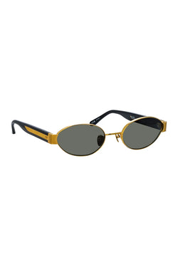 Linda Farrow | Sadie Oval Sunglasses Yellow Gold