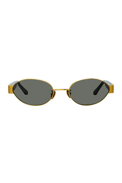 Linda Farrow | Sadie Oval Sunglasses Yellow Gold, alternative view