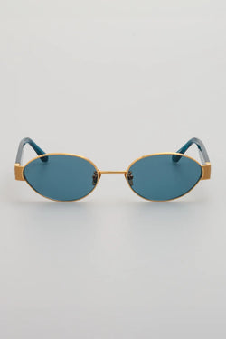 Linda Farrow | Sadie Oval Sunglasses Aqua Blue, alternative view