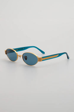 Linda Farrow | Sadie Oval Sunglasses Aqua Blue