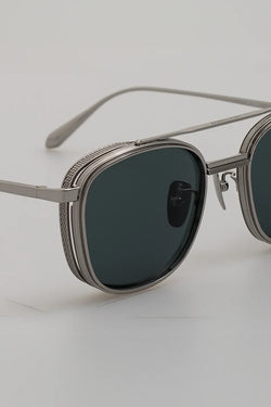 Linda Farrow | Varo white gold and deep green sunglasses, alternative view
