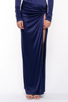 Twist Detail Maxi Skirt Blue