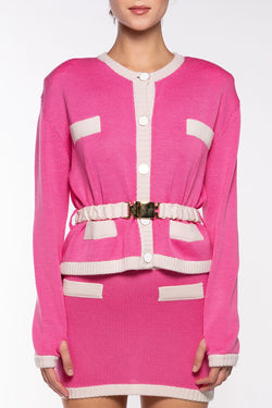 Rowen Rose | Two-tone Cropped Blazer with Belt