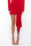 Draped Skirt Mini in Red