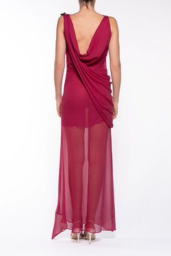 Giuseppe Di Morabito | Long Semi-Sheer Dress in Red, alternative view