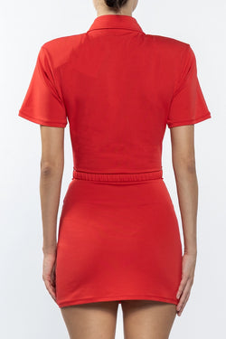 Rowen Rose | Red Mini Polo  Dress, alternative view