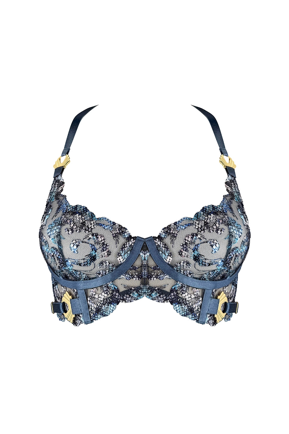 Shop online trendy Denim Bras from Bordelle Fashion designer. Product gallery 1