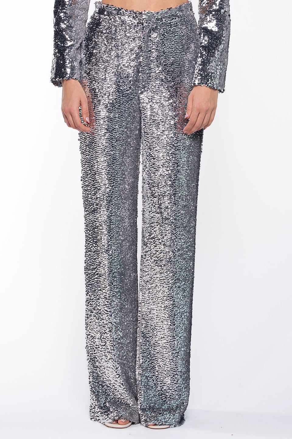 Shop online trendy Silver Women pants from Giuseppe Di Morabito Fashion designer. Product gallery 1