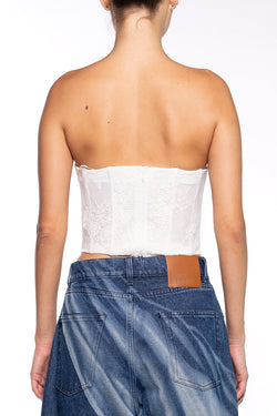 Giuseppe Di Morabito | White Bustier in Crafted Lace, alternative view