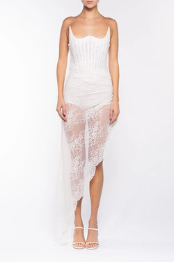 Giuseppe Di Morabito | Lace Asymmetric Corset Dress White