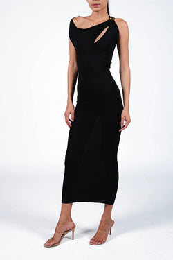 Federica Tosi | Black Cut-out One Sided Maxi Dress