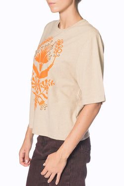 Manoush | Beige Woven Indian Block T-shirt, alternative view