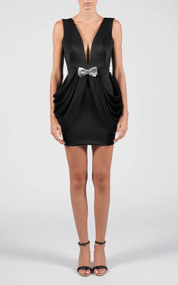 Hamel | Black Drape Mini Dress