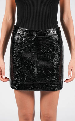 Manoush | Black Vinyl Woven Skirt, alternative view