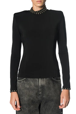 Federica Tosi | Black Stud Top Turtleneck