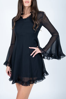 Vivetta | Georgette Mini Black Dress with Ruffles