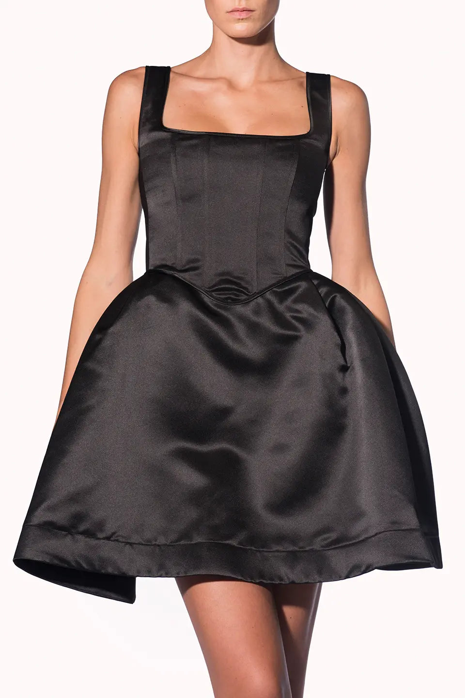 Black Mini Bustier Dress with Flared Skirt