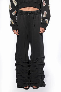 Avavav | Black Smock Detailed Sweatpants, alternative view