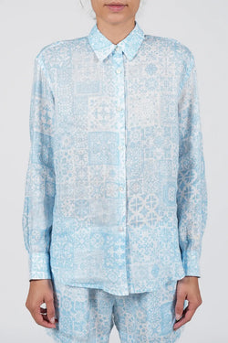 MC2 Saint Barth | Meredith Linen Blue Shirt