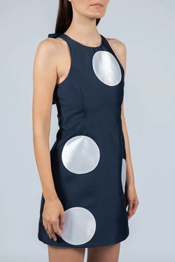Vivetta | Blue Mikado Polka Dots Dress, alternative view