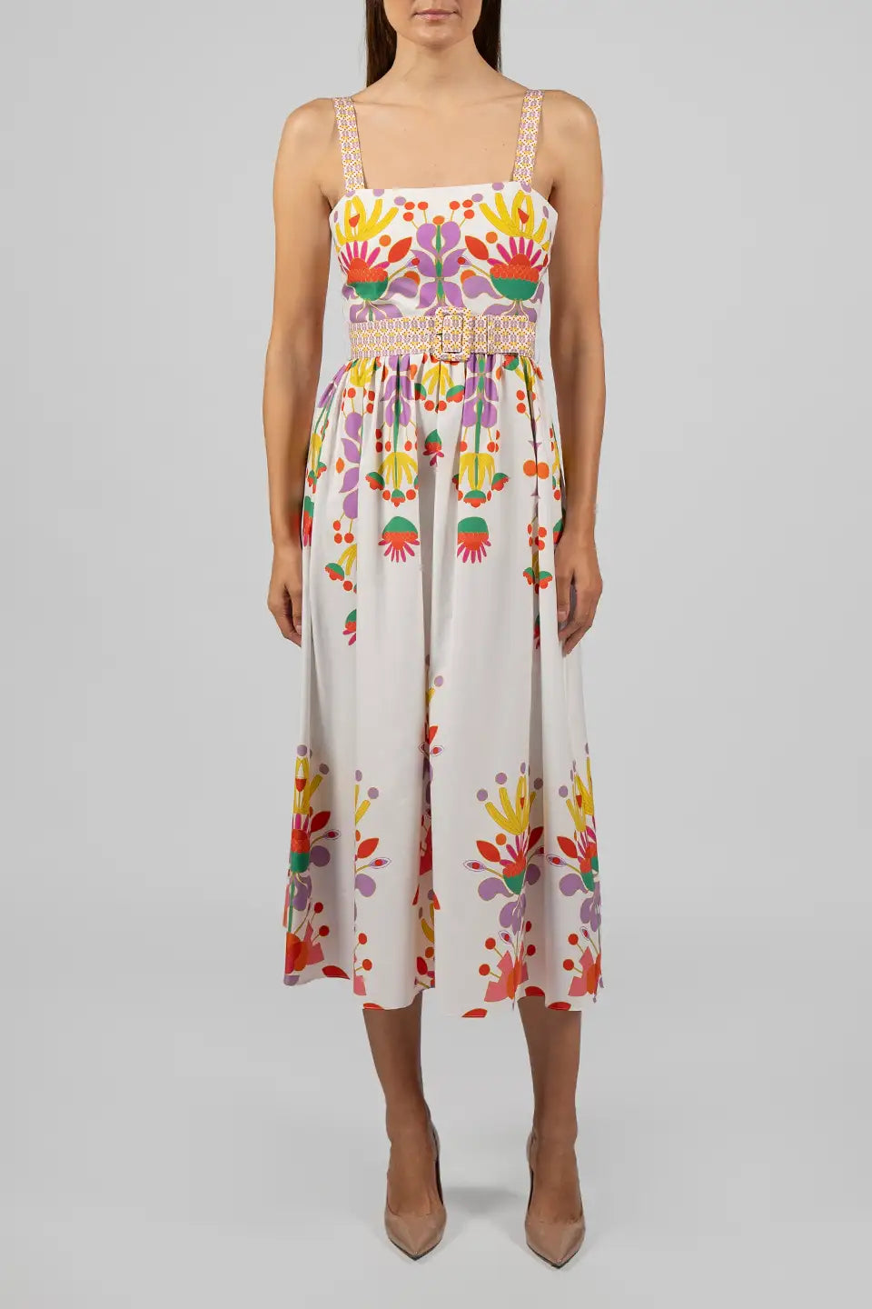 Shop online trendy White Midi dresses from Borgo de Nor Fashion designer. Product gallery 1