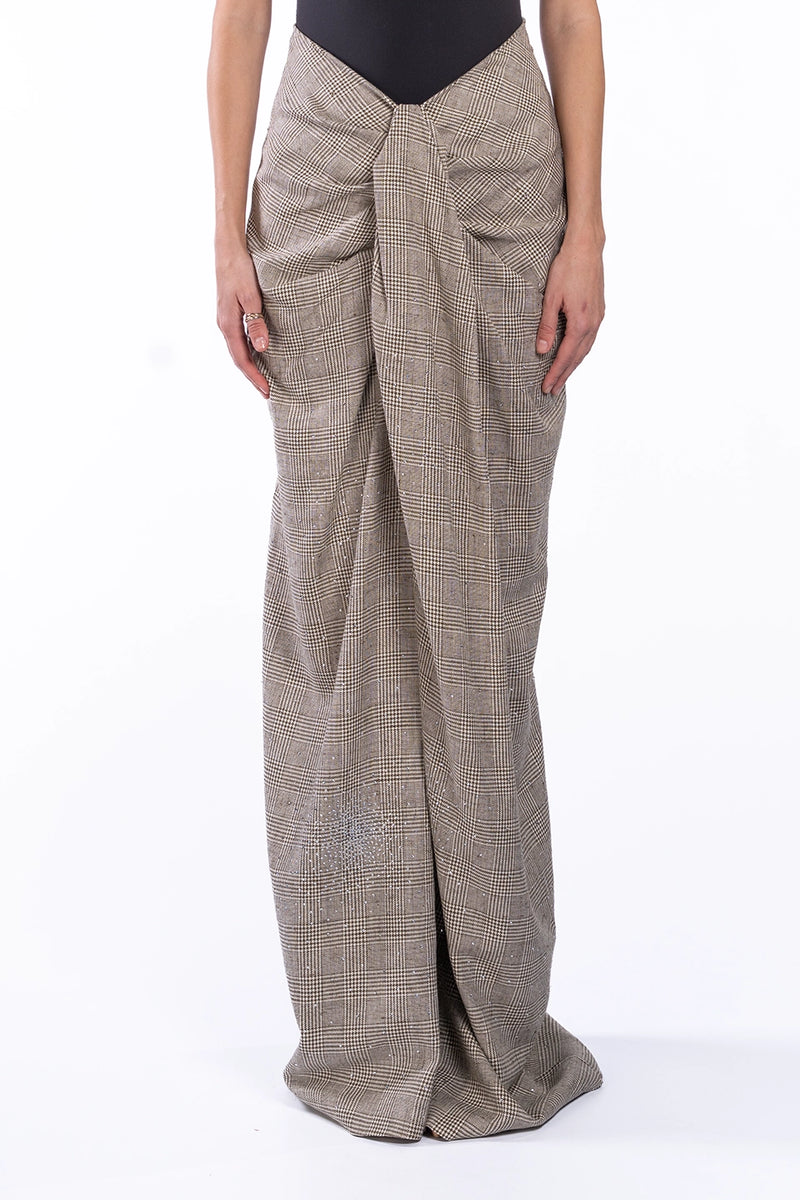 Beige Draped Trousers