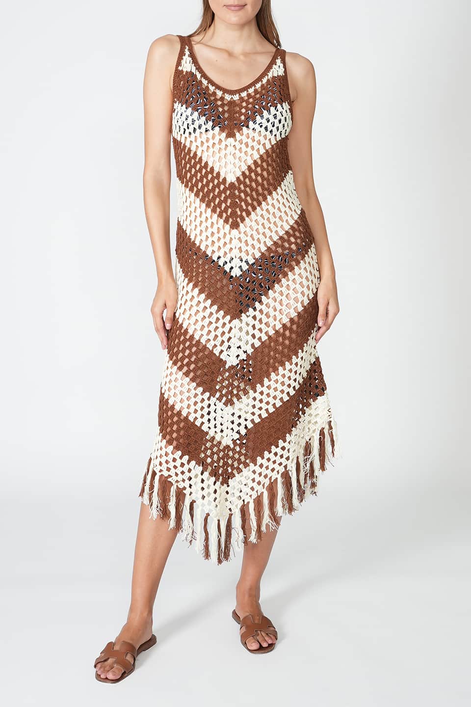 Mellor Dress Brown/Cream M